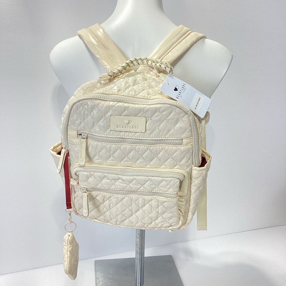 Heartlove By Charo Backpack Heart Love Cream Quilted with Heart Accents